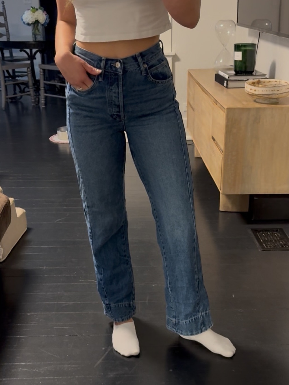 Free People High-Rise Straight Leg Jeans